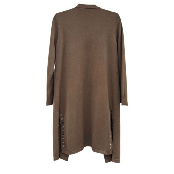 Women's Dark Olive Green Cardigan W/ Metal Hardware Side Slits - Size Small - Picture 3 of 3